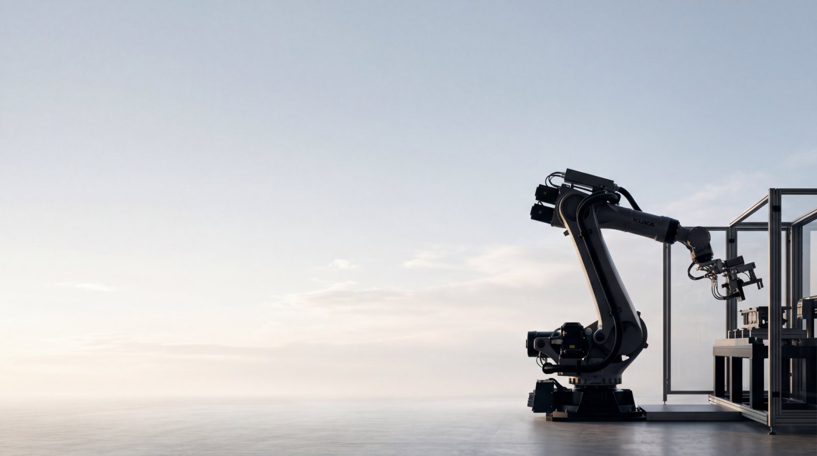 Industrial robotic arm on a production line