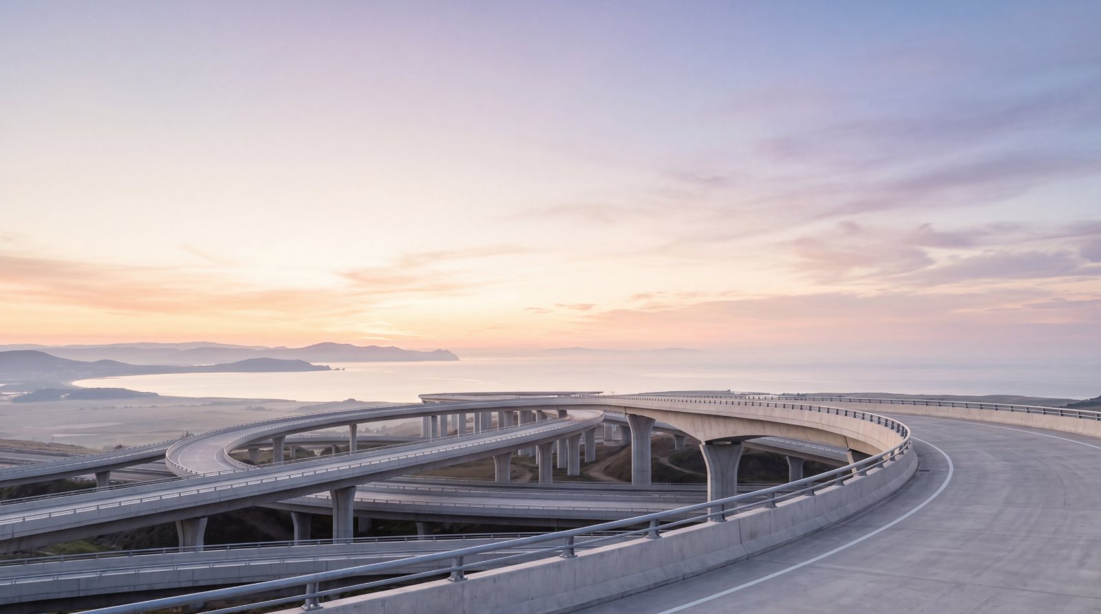 Highway interchange at dawn